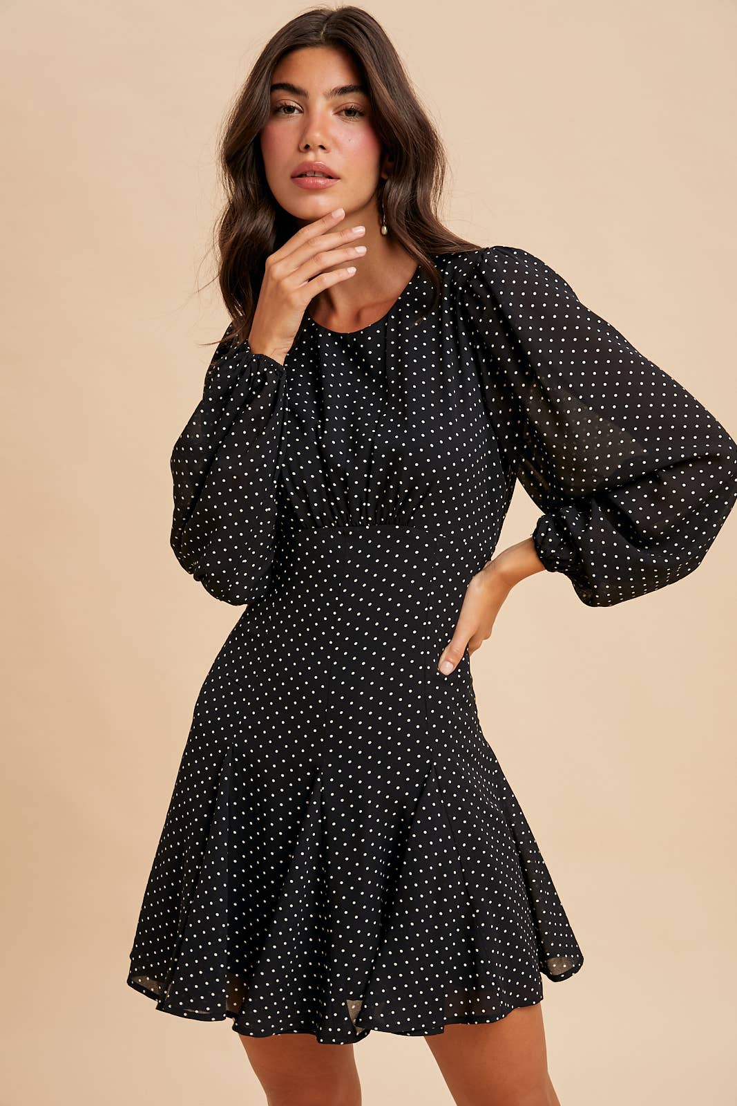 Teagan Polka Dot Flared Mini Dress