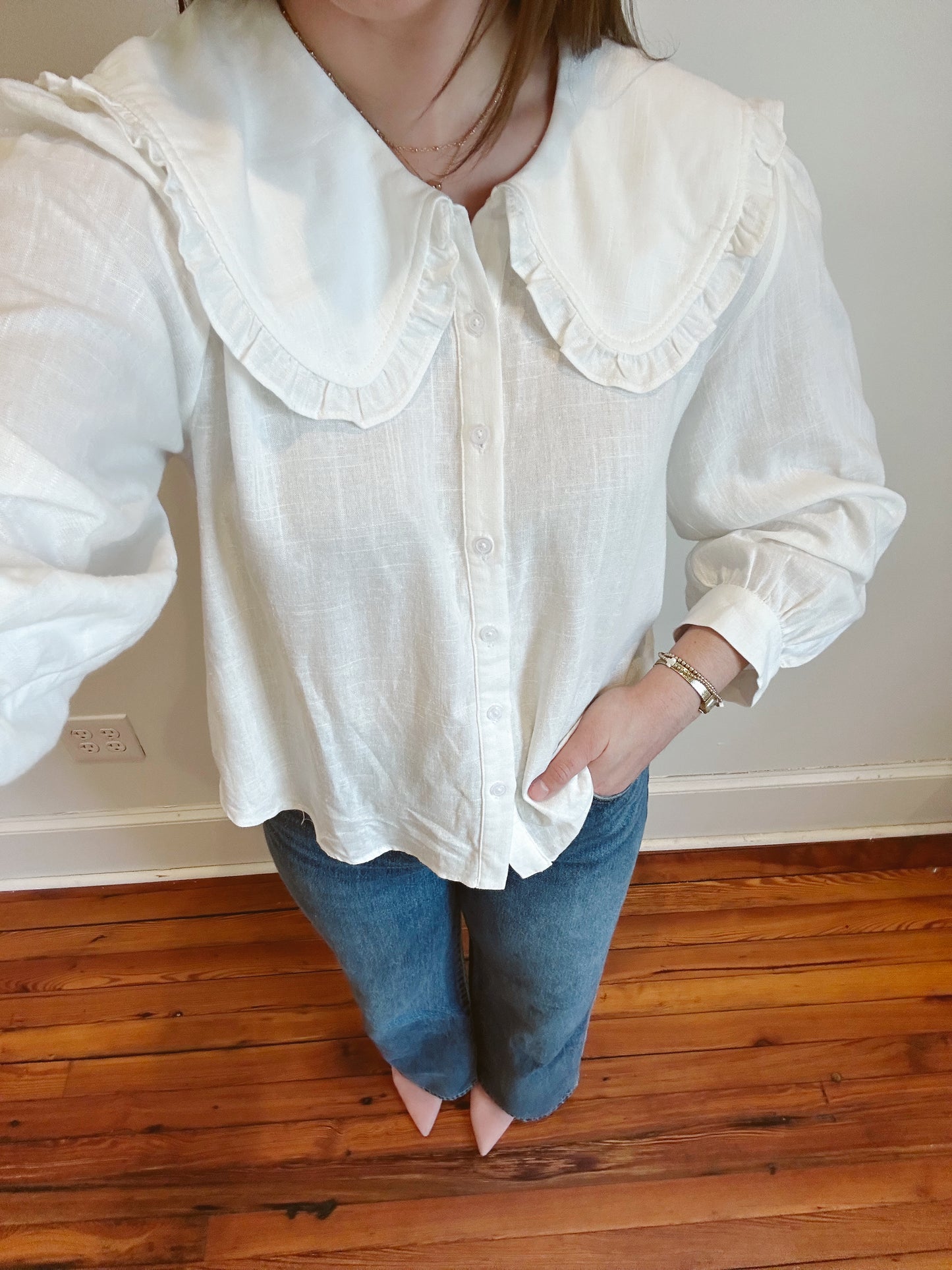 Hadley Ruffle Collar Button Up