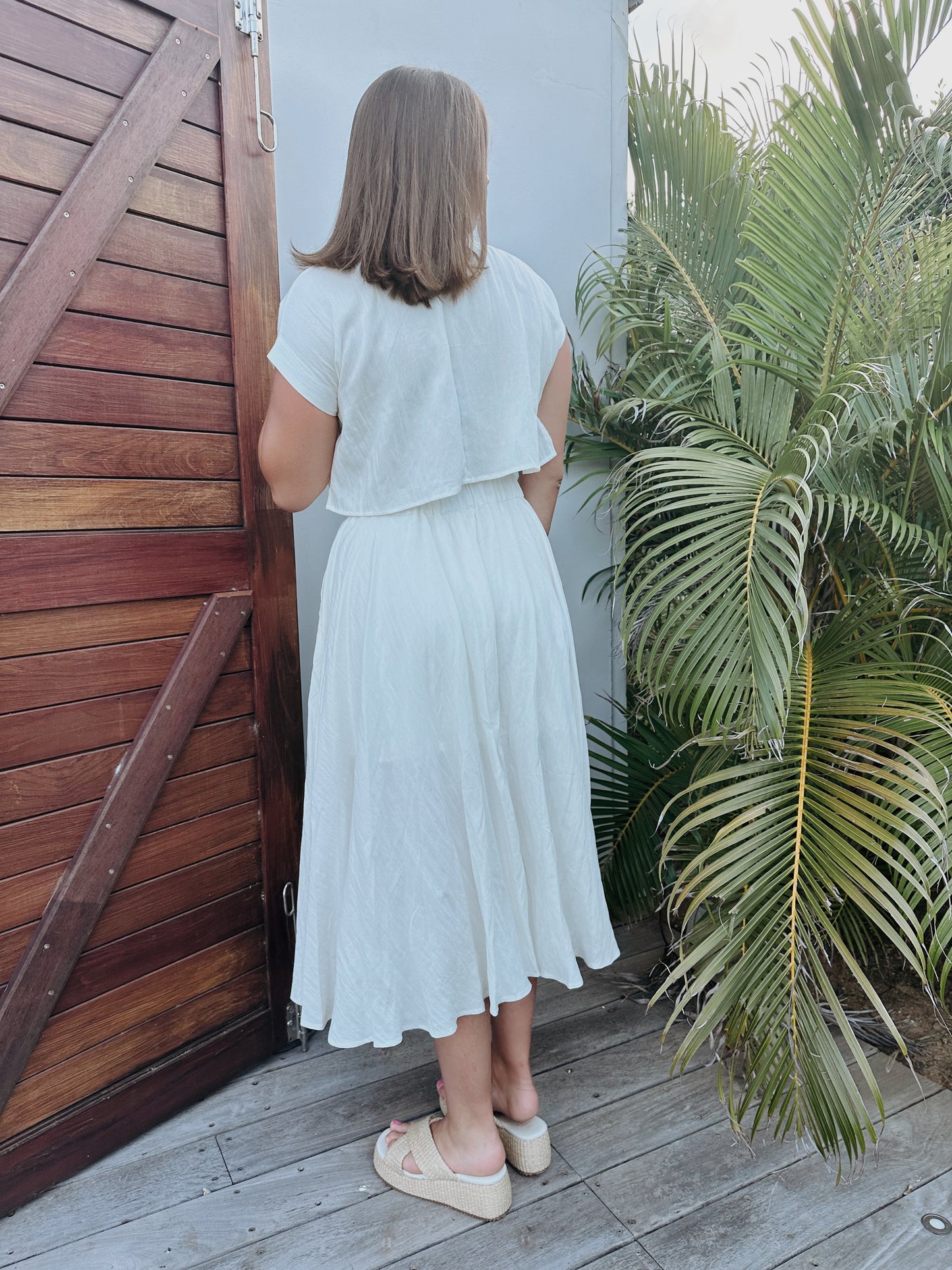 Natalie Flowy White Skirt Set