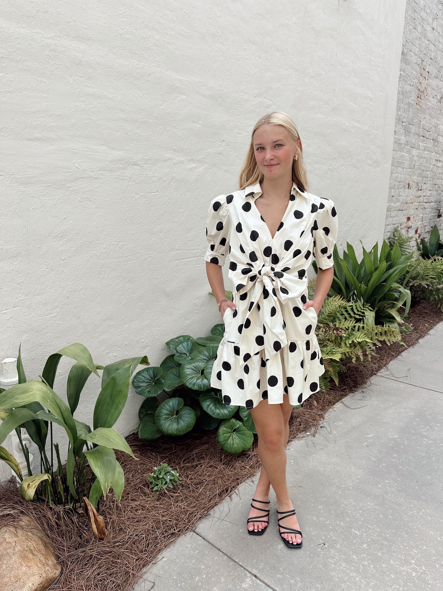 Polka Dot Puff Sleeve Mini Dress