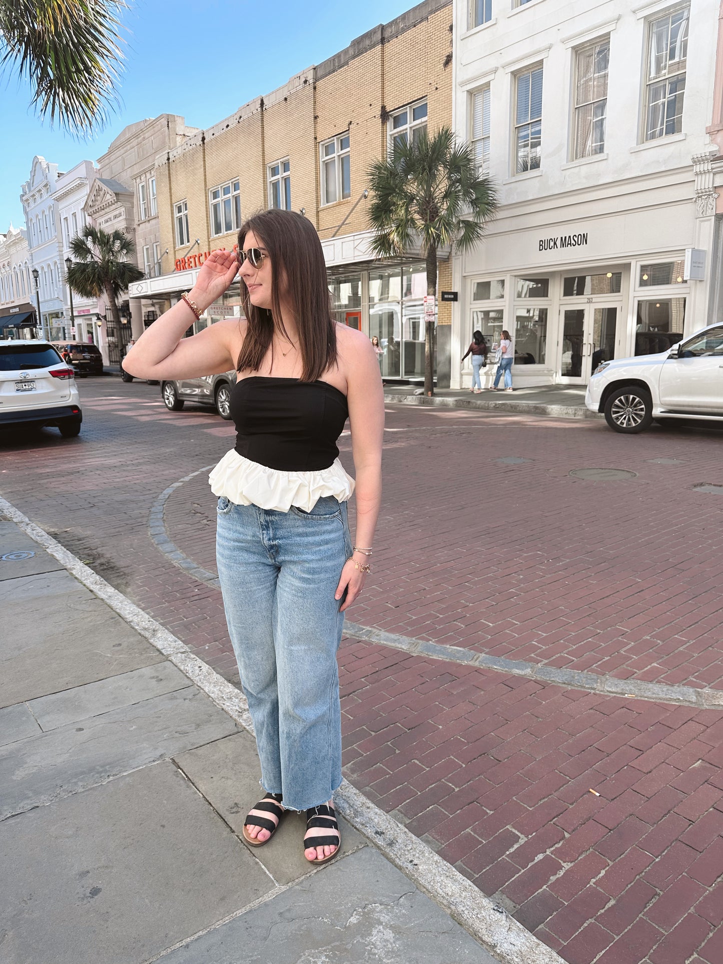 Cora Strapless Ruffle Hem Top
