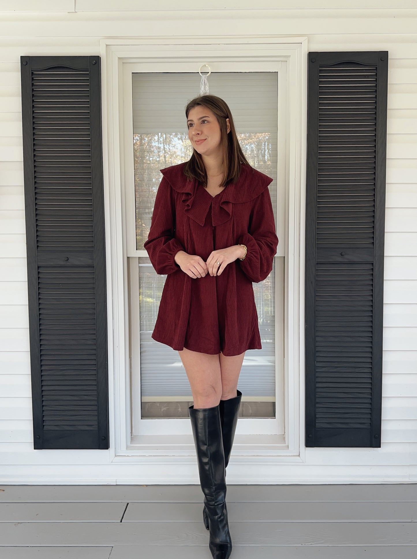 Blaire Burgundy Corduroy Mini Dress