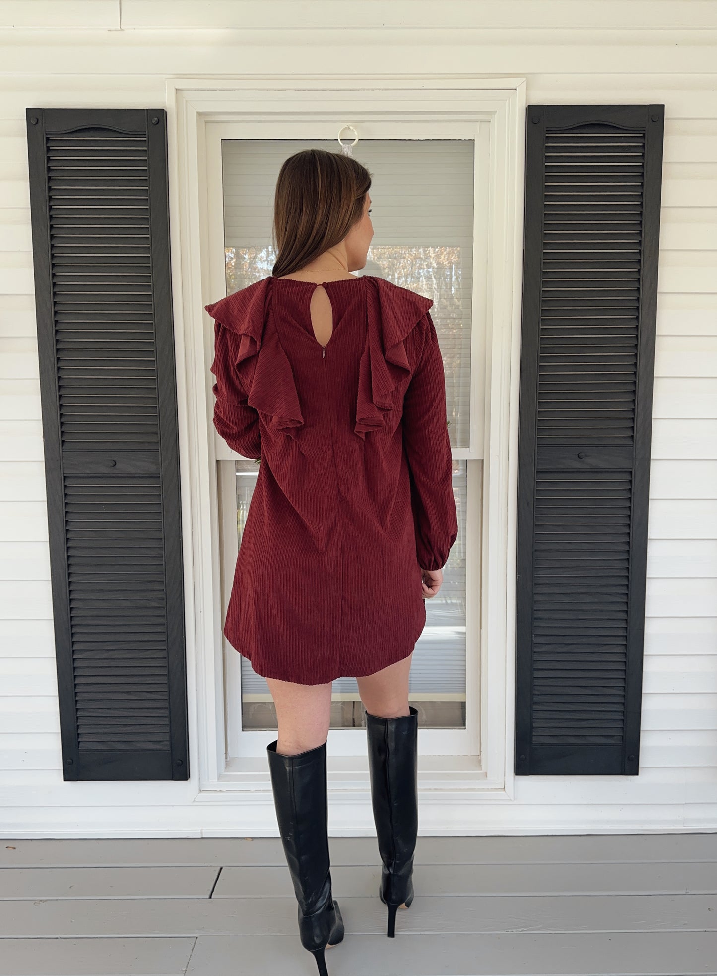 Blaire Burgundy Corduroy Mini Dress