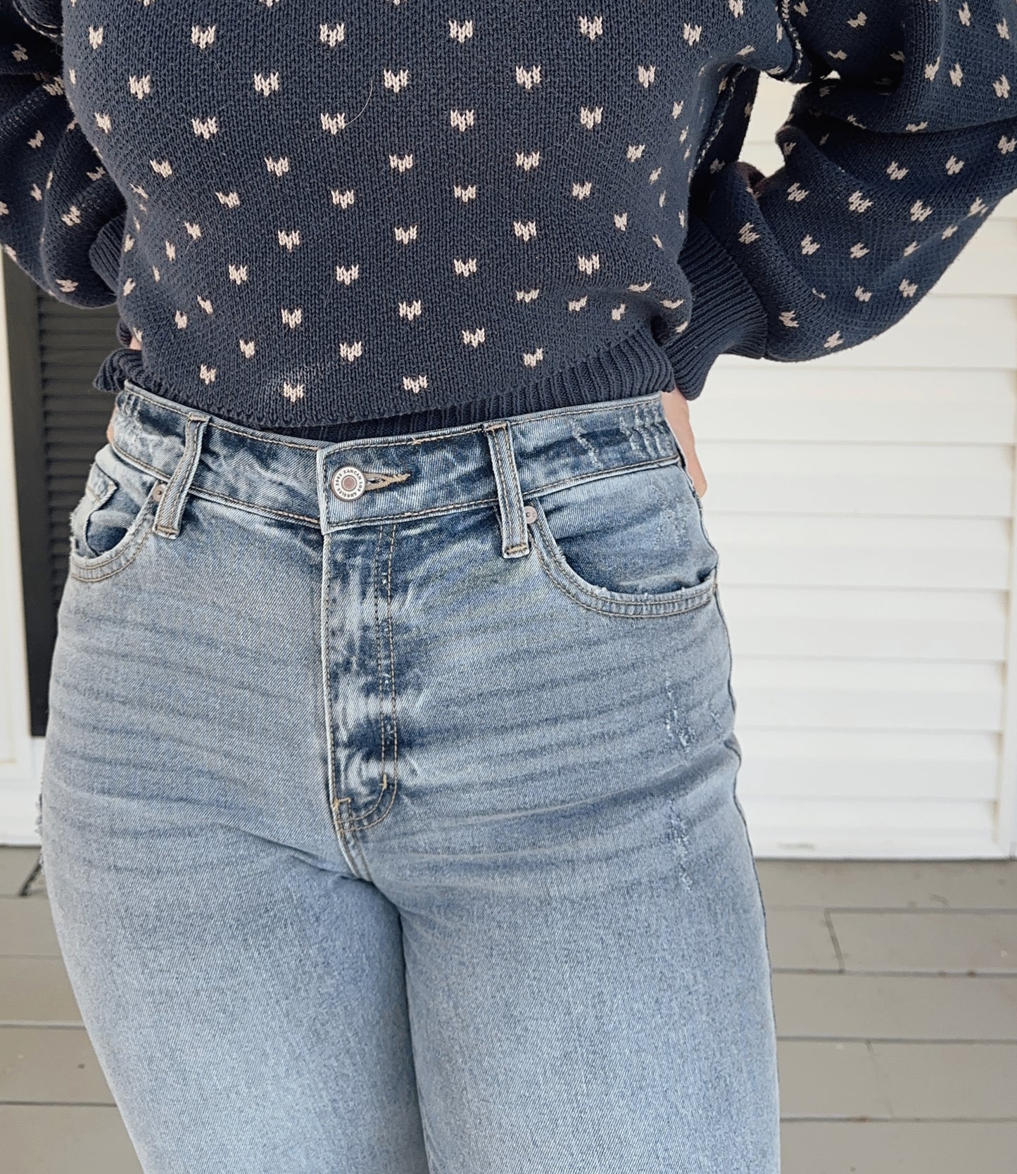 Kancan High Rise Slim Wide Leg Cropped Jean