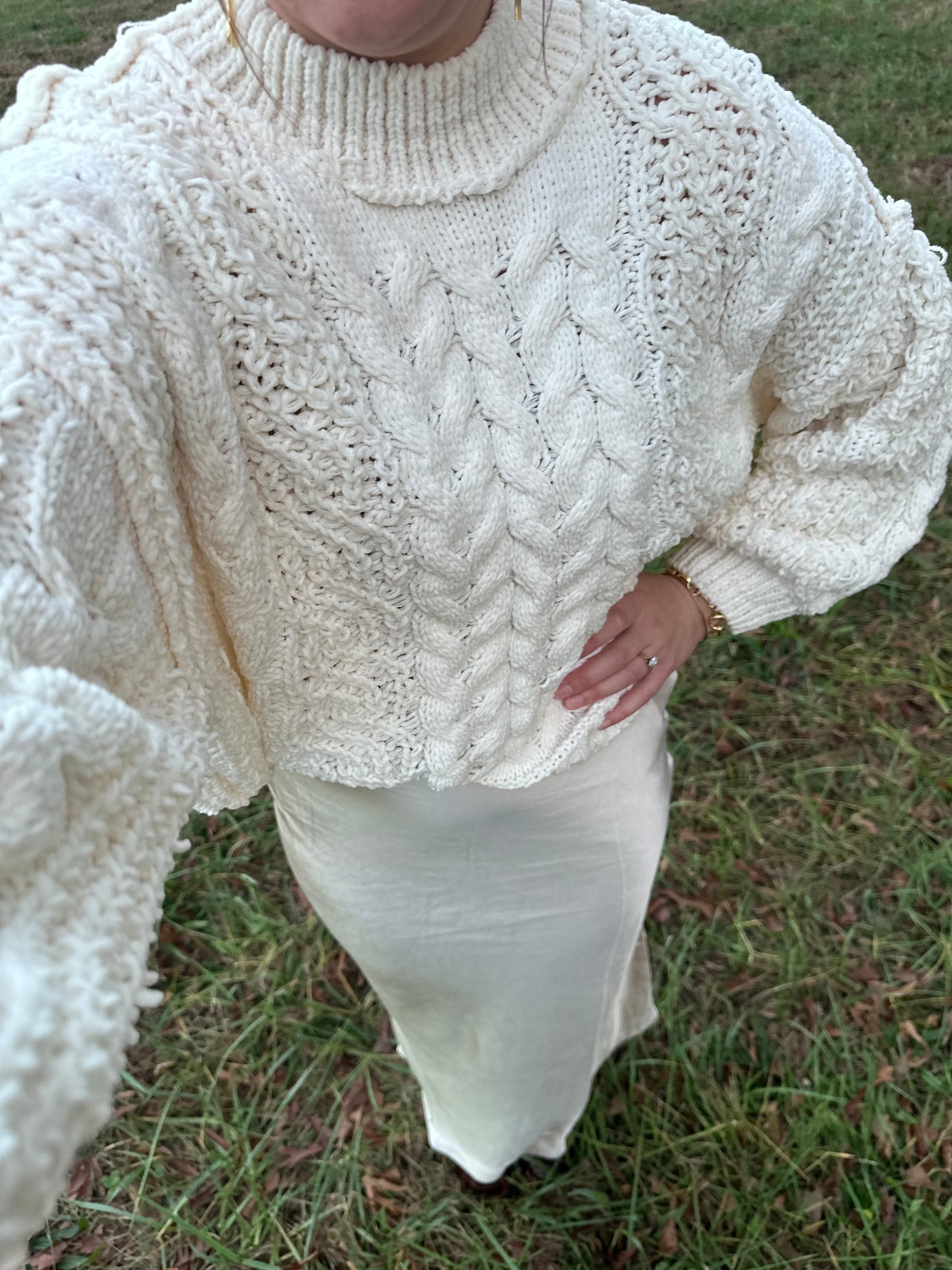 Cream Cable Knit Sweater