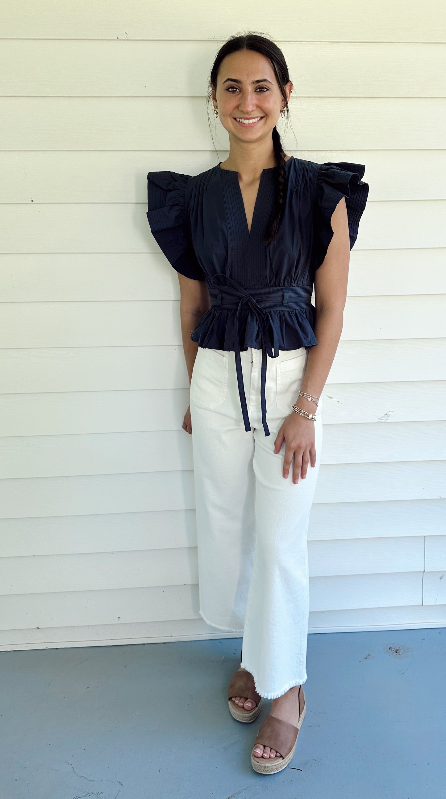 Taylor White Wide Leg Pants With Front Pockets