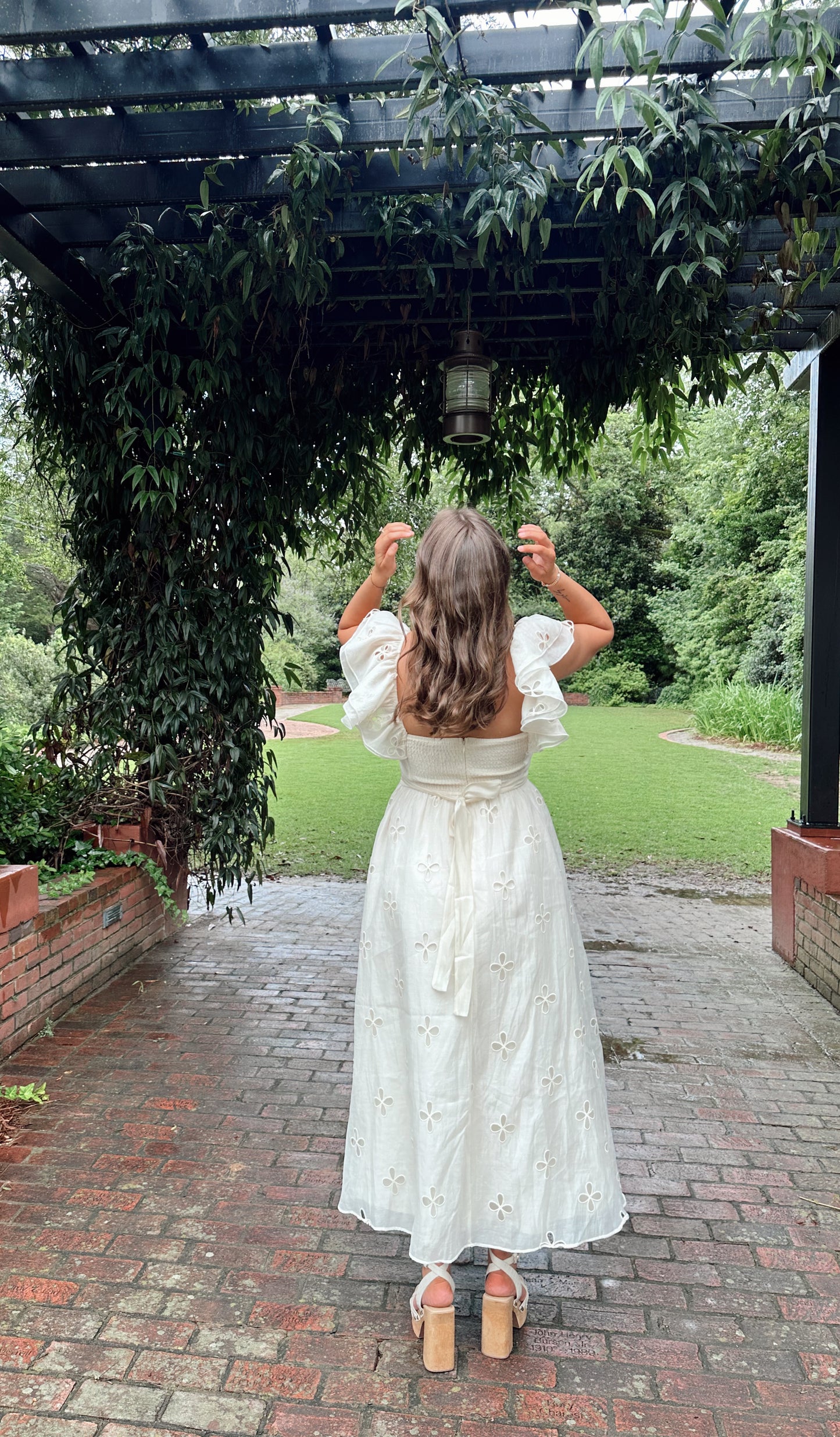 Daphne Cream Eyelet Ruffle Sleeve Maxi Dress