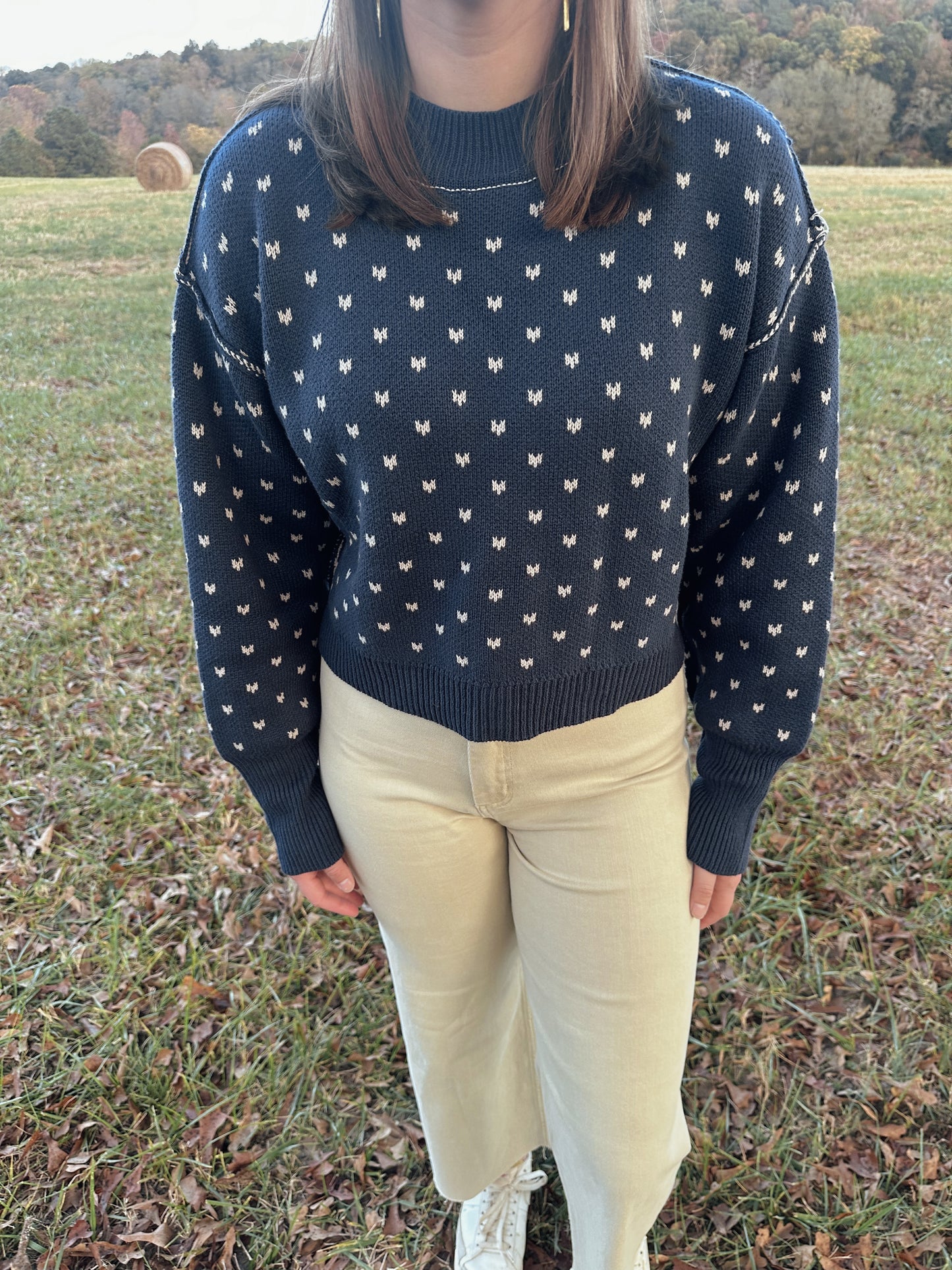 Navy Heart Sweater