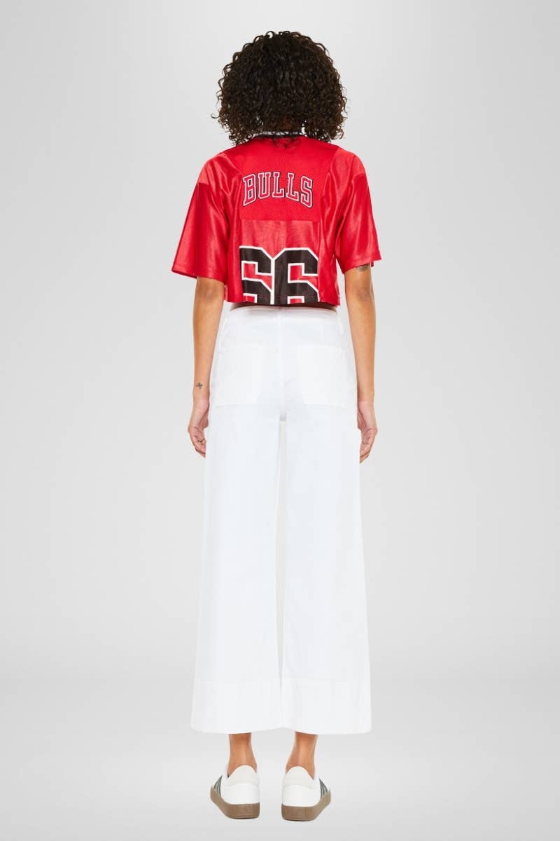 Holly High Rise Cropped Wide Leg White Jeans- Kancan