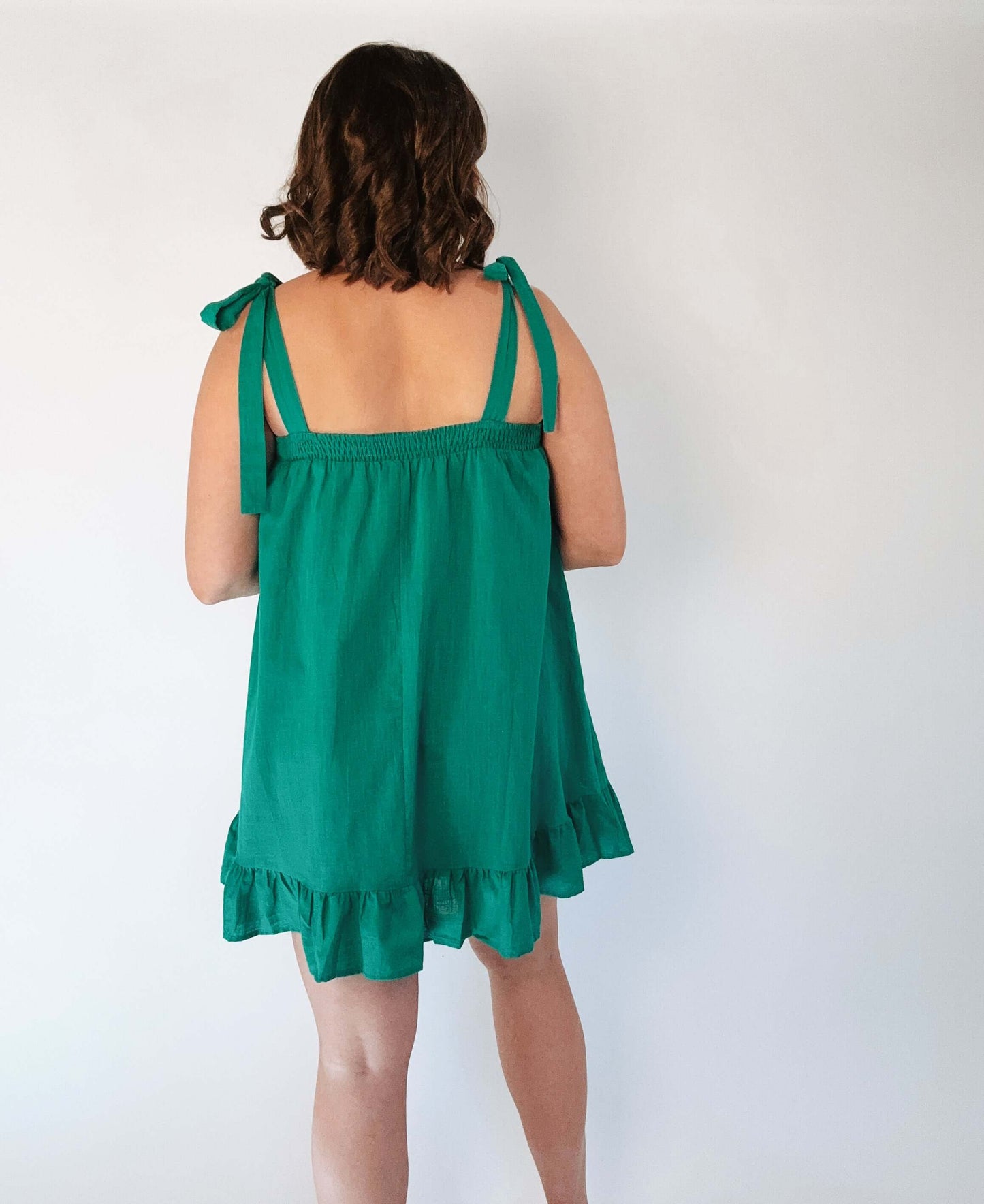 Gigi Green Shoulder Tie Mini Dress