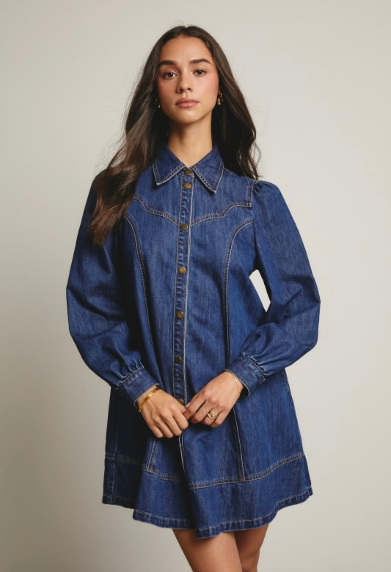 Emery Denim Long Sleeve Mini Dress