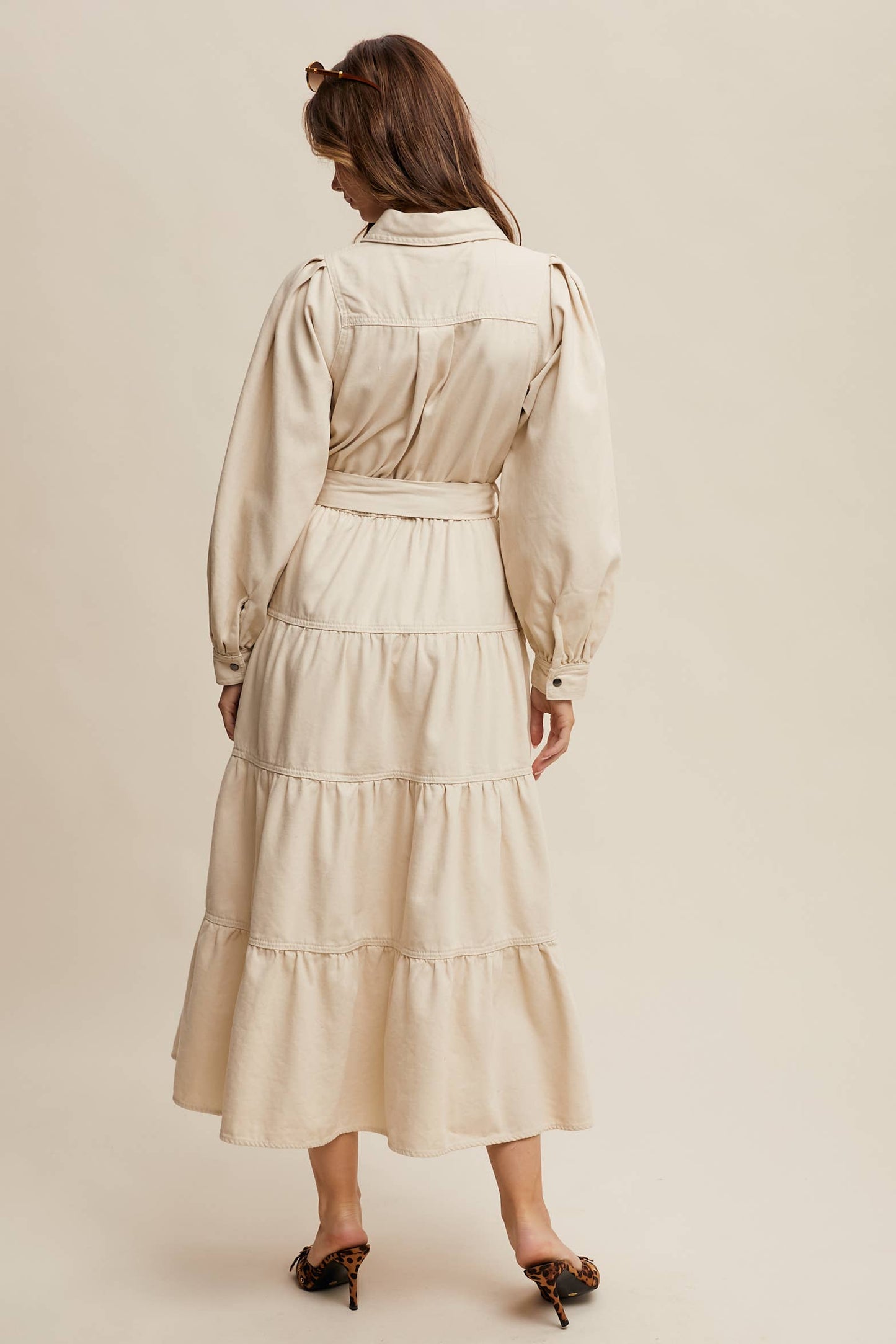 Aspen Utility Tiered Denim Midi Dress