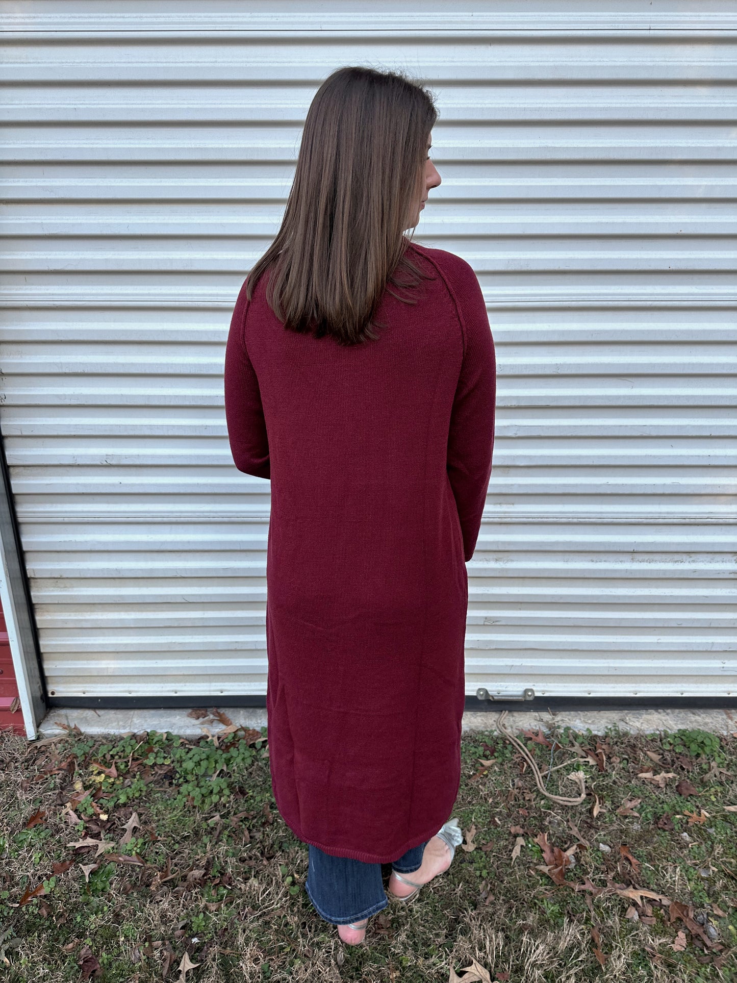Sophia Burgandy Turtleneck Midi Sweater