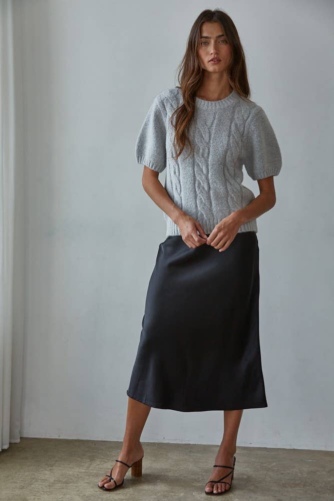 Scottie Cable Knit Short Sleeve Sweater