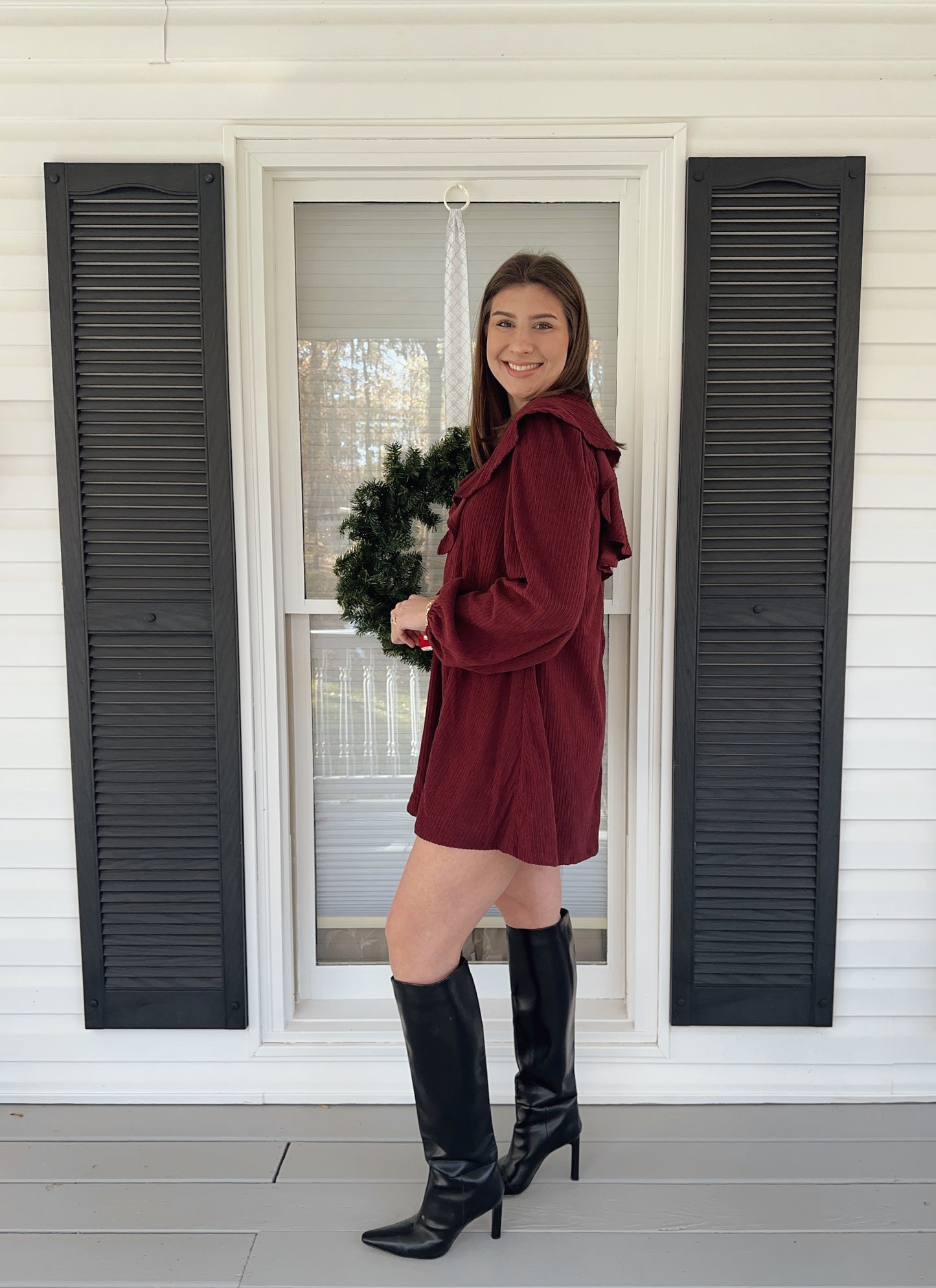 Blaire Burgundy Corduroy Mini Dress