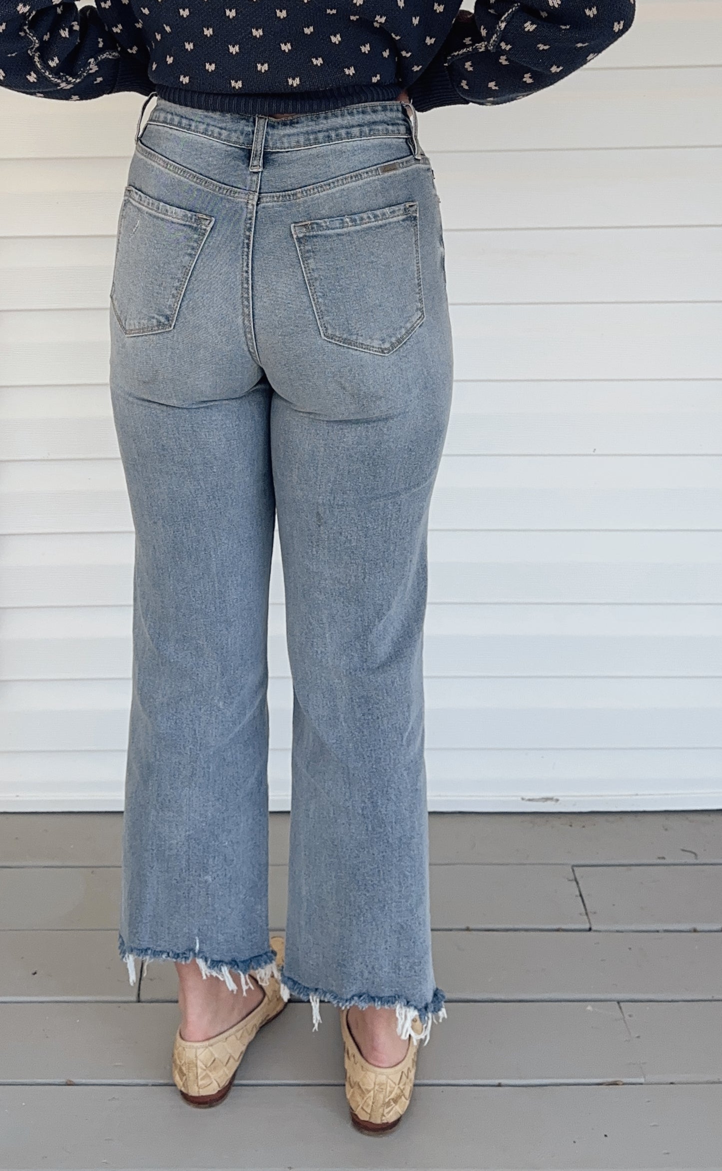 Kancan High Rise Slim Wide Leg Cropped Jean