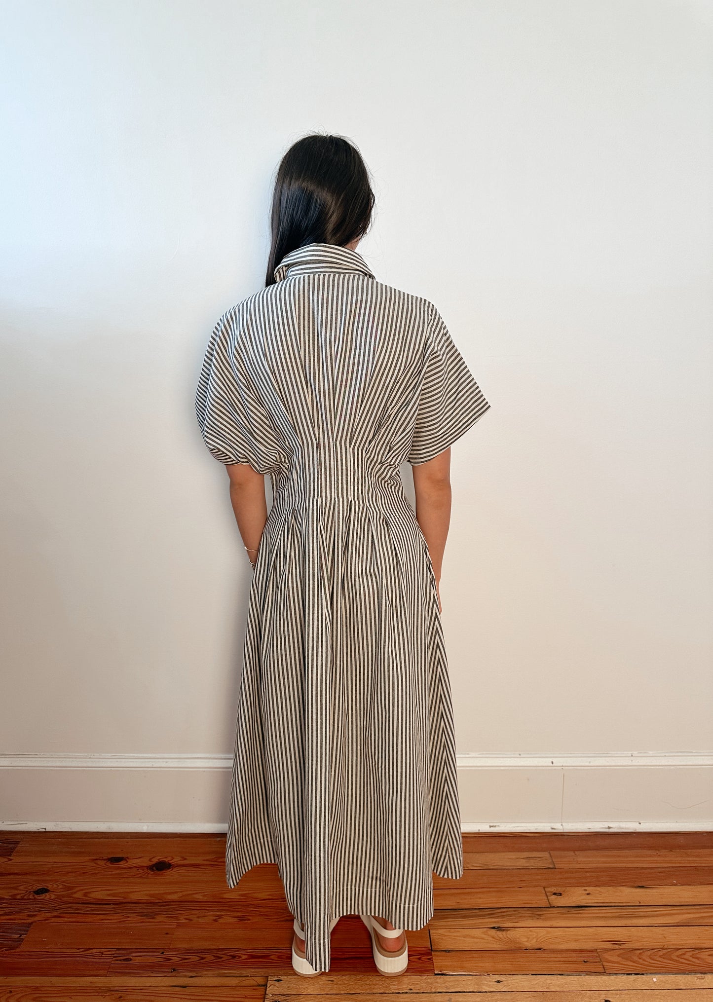 Hattie Stripe Button Down Midi Dress