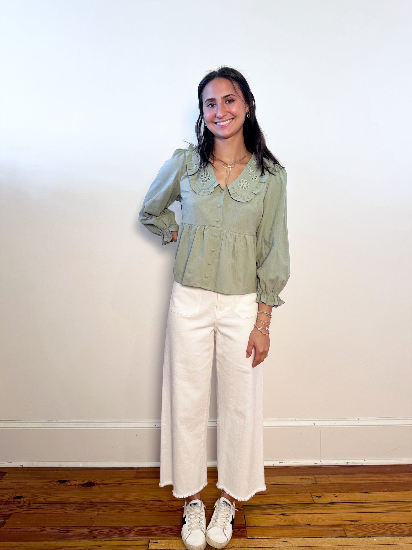 Lilly Eyelet Long Sleeve Blouse
