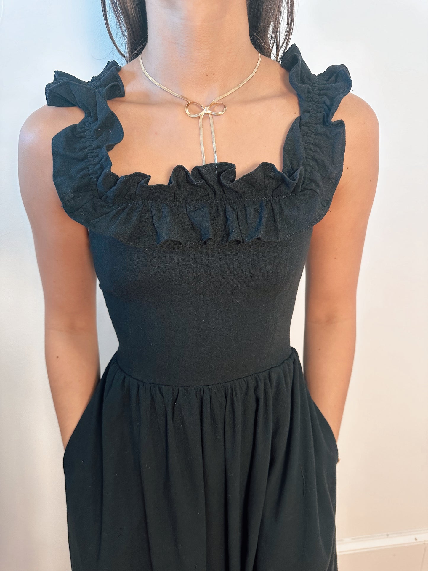 Anya Black Ruffle Sleeve Maxi Dress