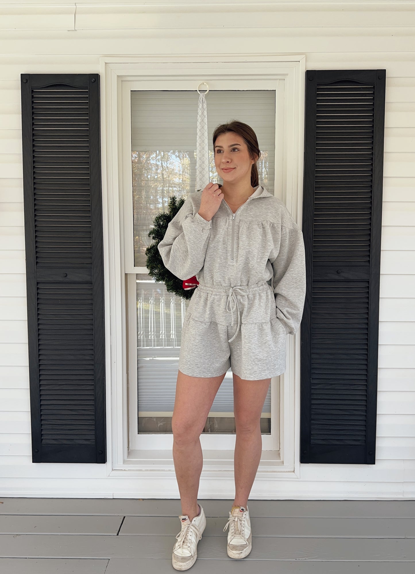 Sunday Zip Front Hooded Romper