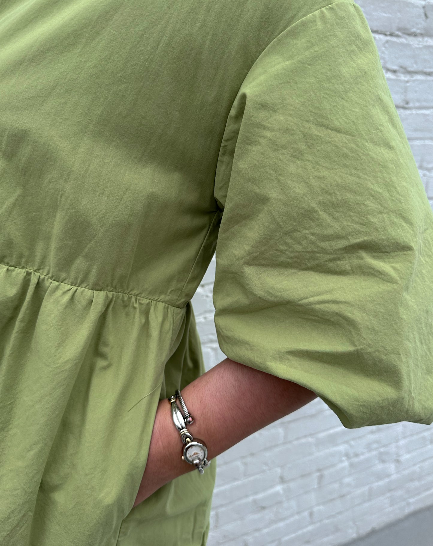 Kailey Button Front Tiered Poplin Midi Dress