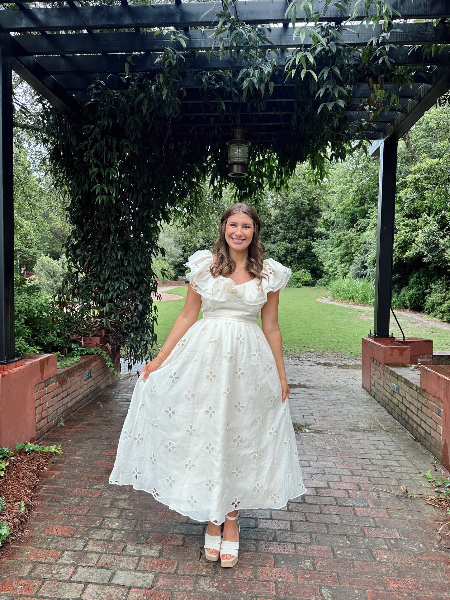 Daphne Cream Eyelet Ruffle Sleeve Maxi Dress