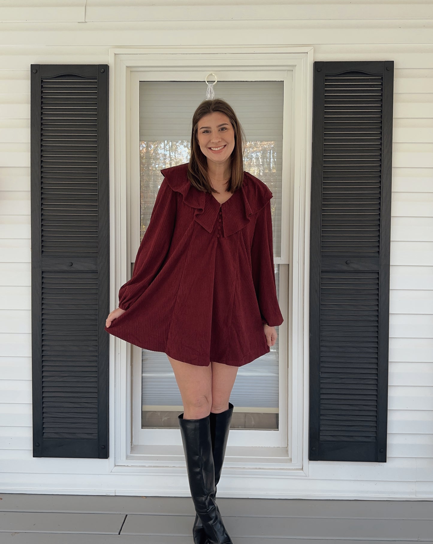 Blaire Burgundy Corduroy Mini Dress