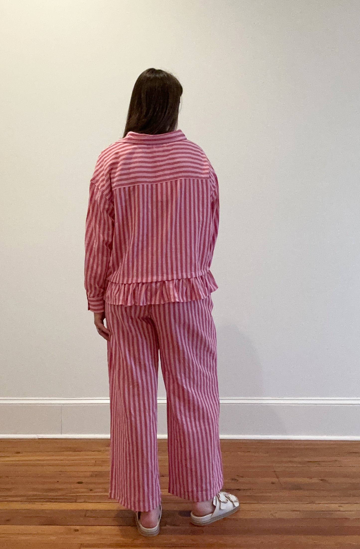 Bea Ruffle Striped Wide Leg Set