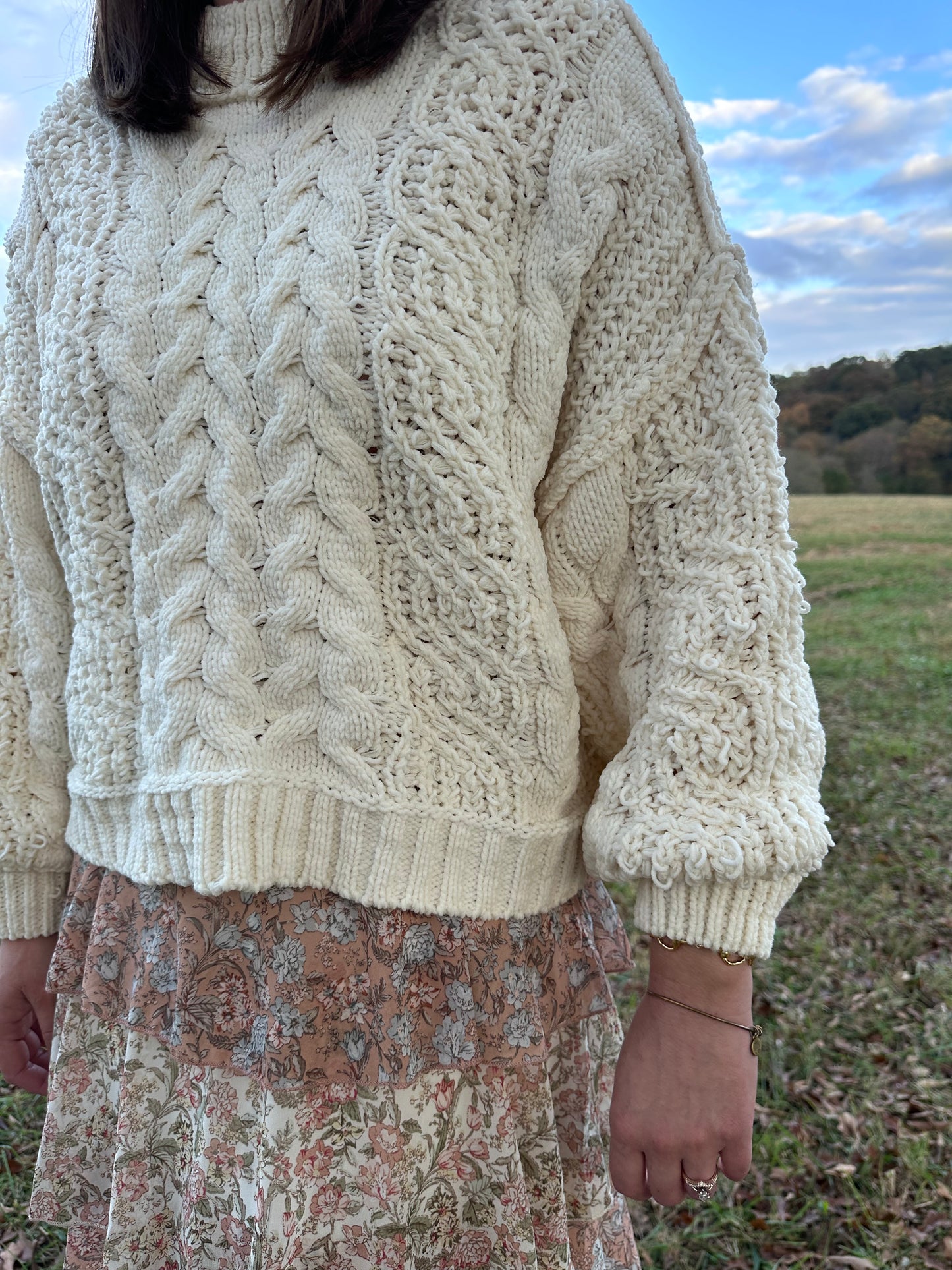 Cream Cable Knit Sweater