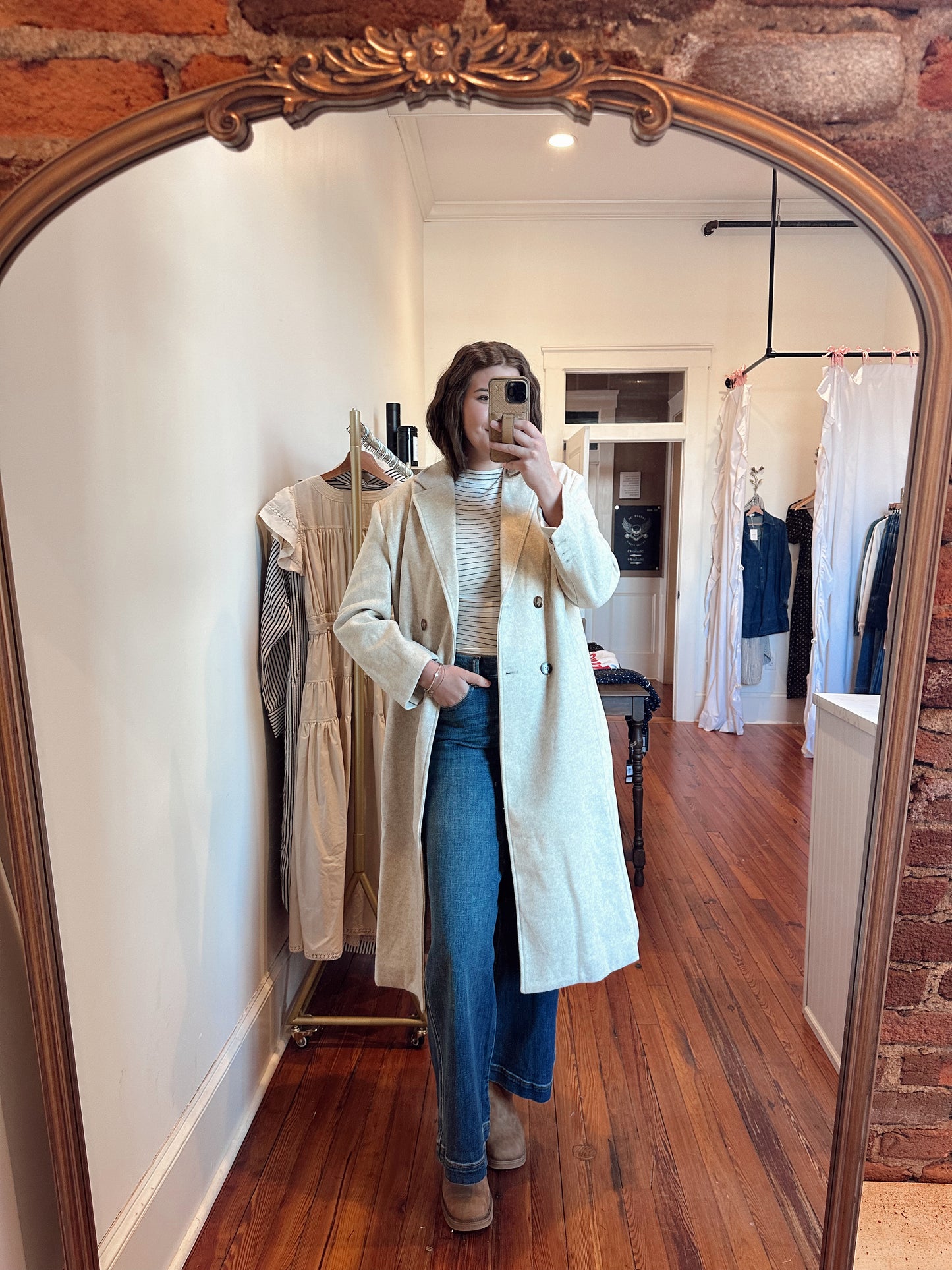 Frankie Felted Double Breasted Lapel Duster Coat