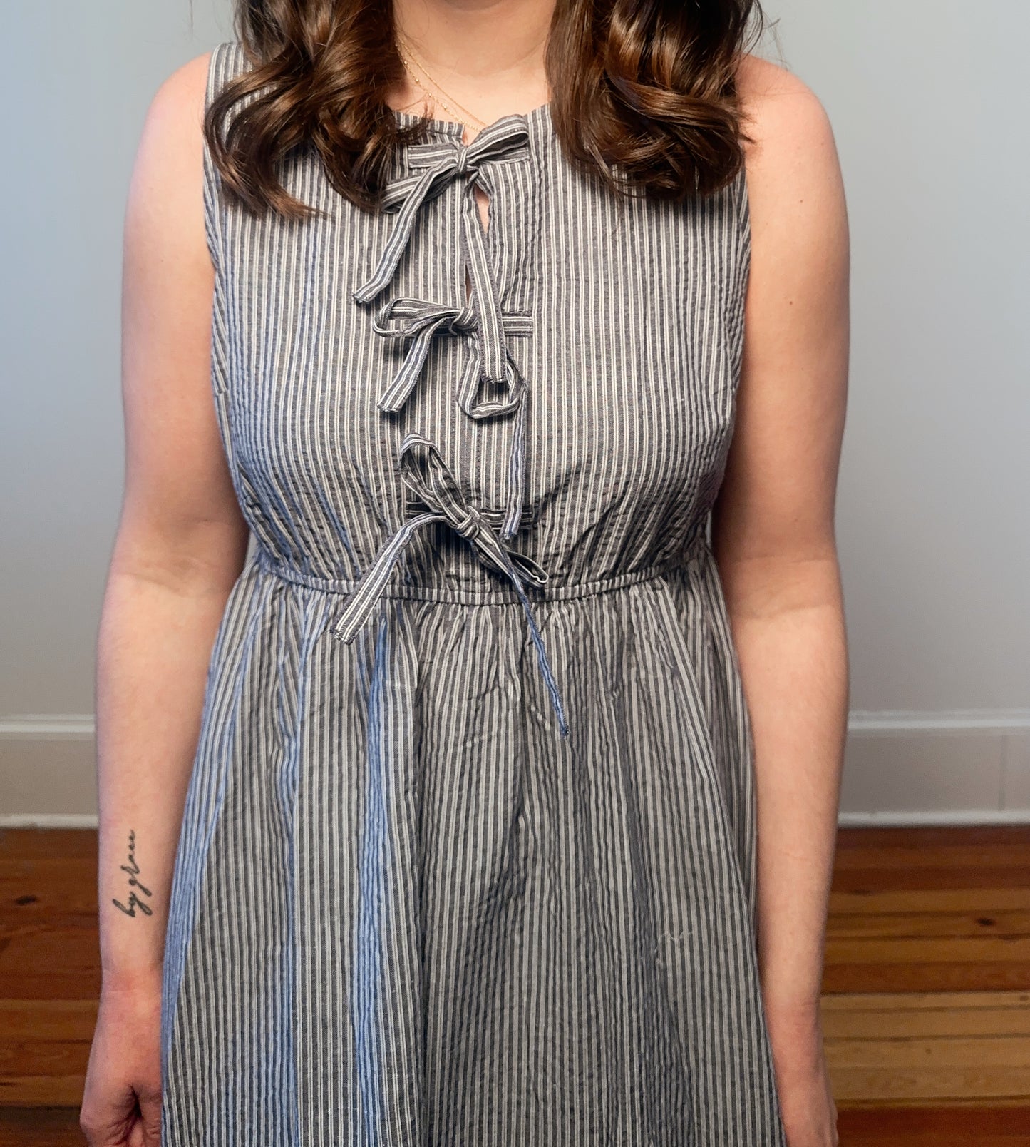 Navy Striped Midi Dress
