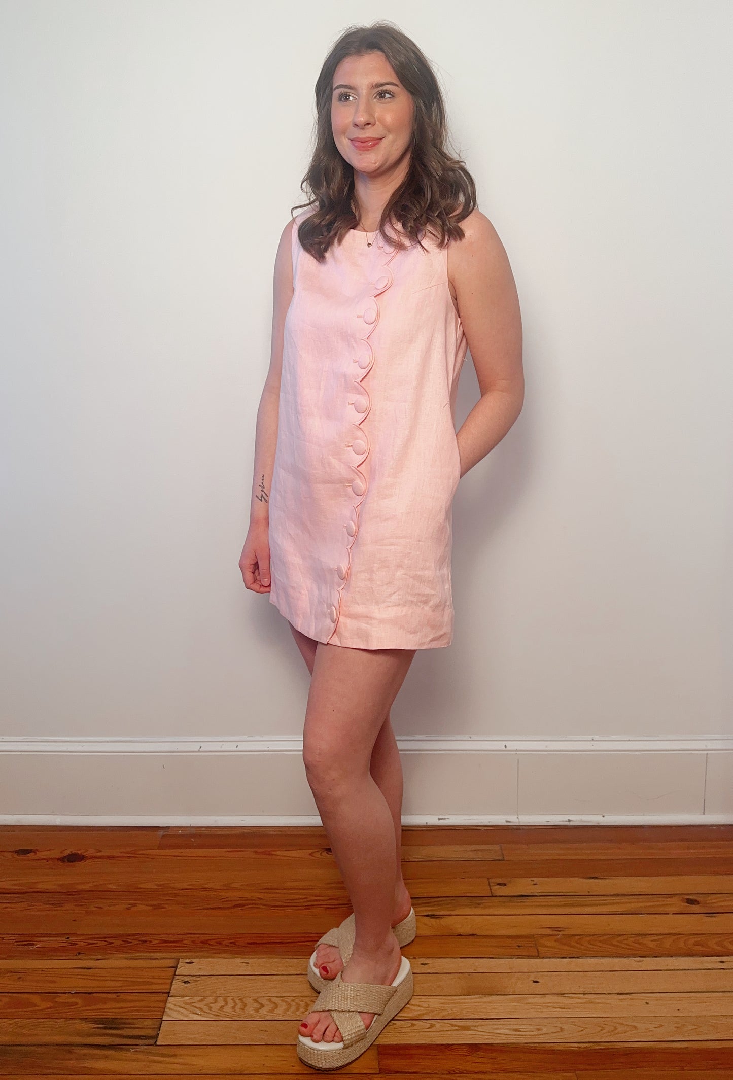 Magnolia Scalloped Linen Mini Dress