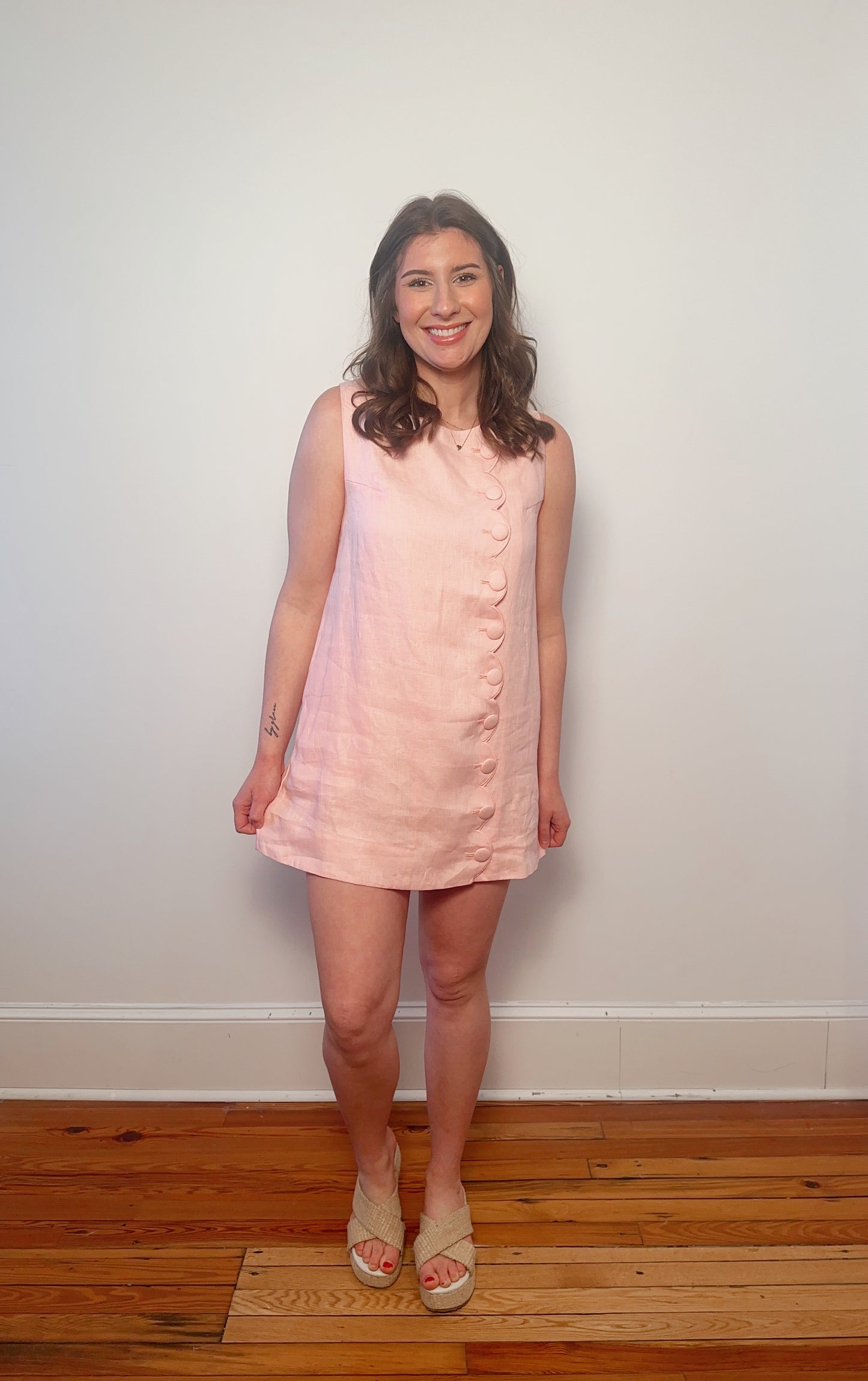 Magnolia Scalloped Linen Mini Dress