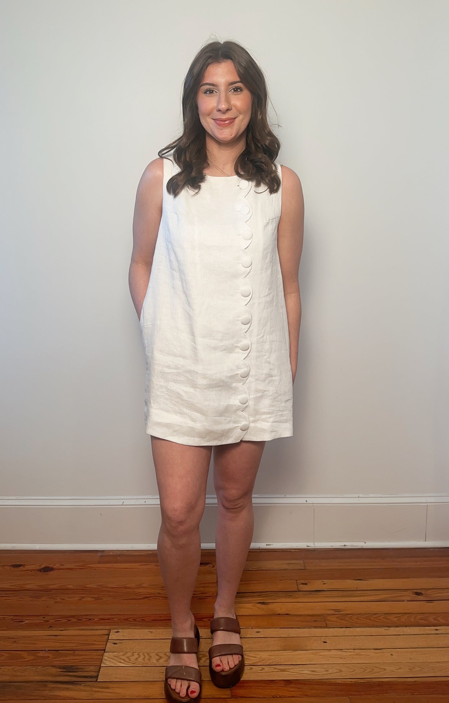 Magnolia Scalloped Linen Mini Dress