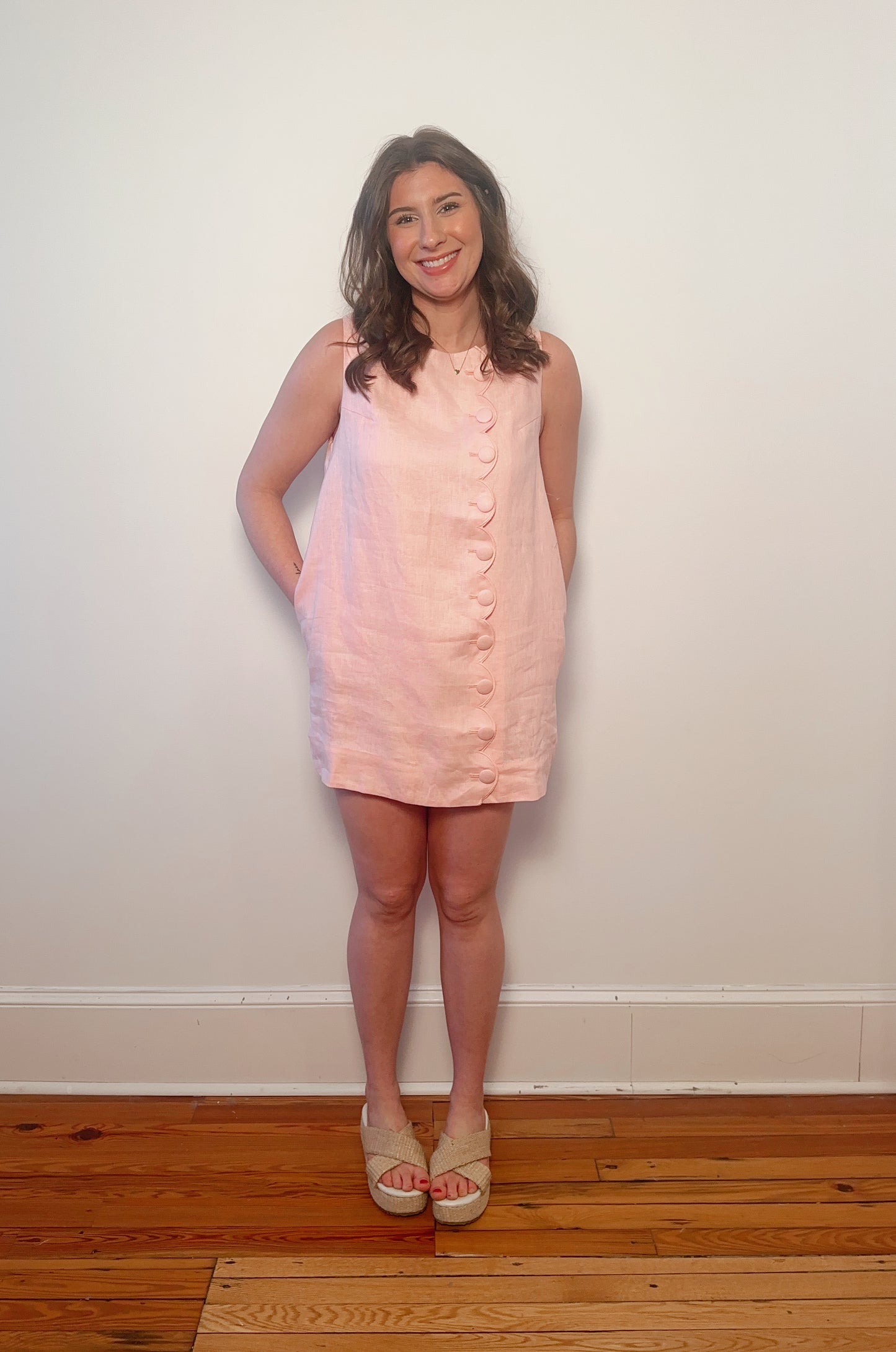 Magnolia Scalloped Linen Mini Dress