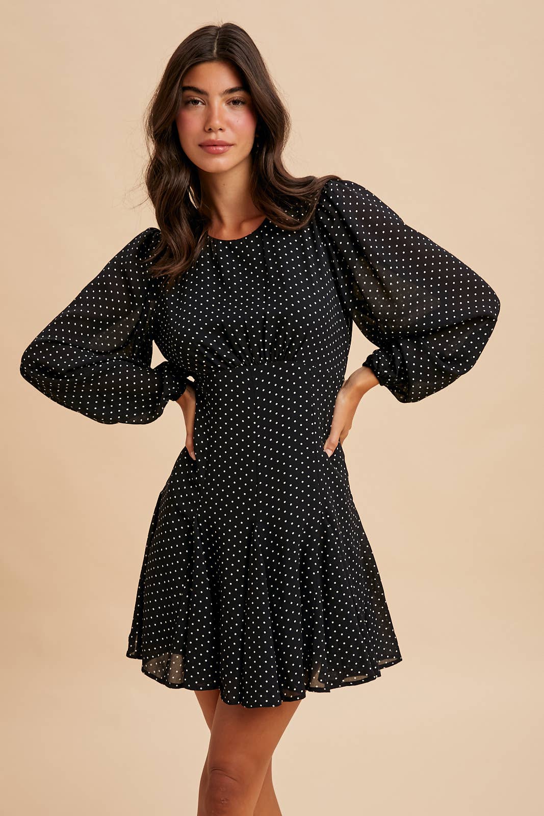 Teagan Polka Dot Flared Mini Dress