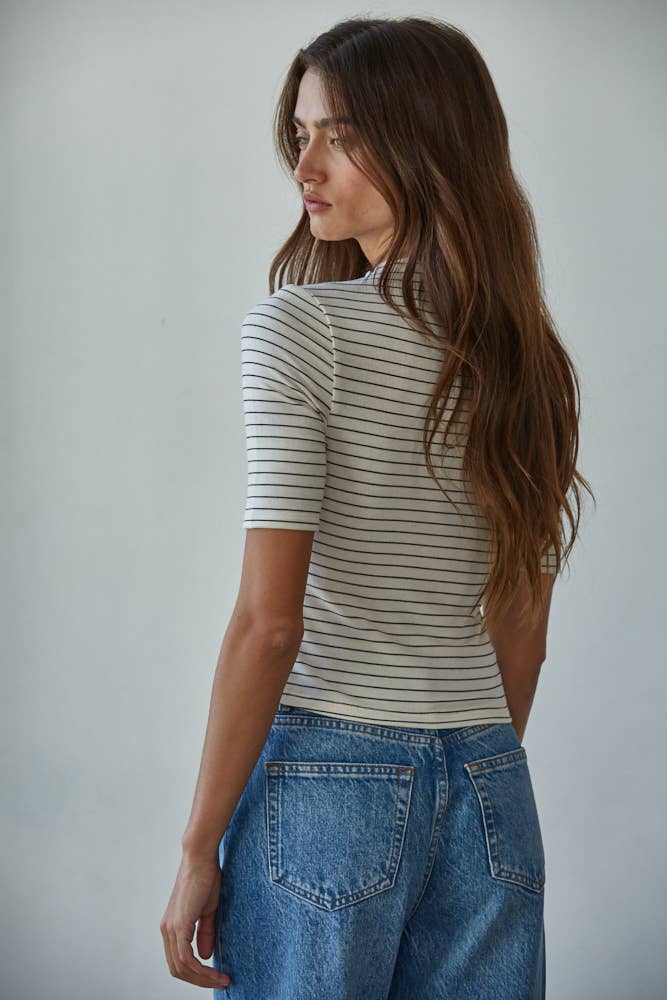 Erin Knit Mock Neck Short Sleeve Top