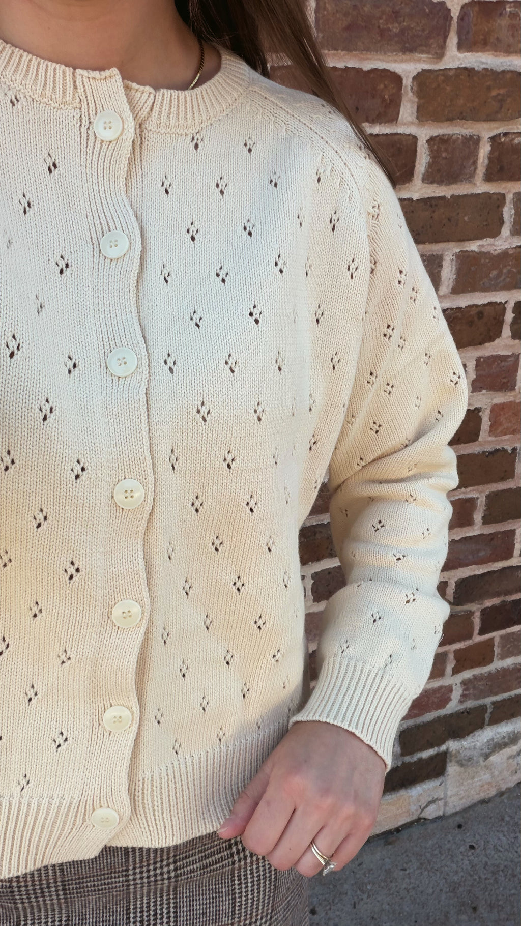 Piper Cream Eyelet Button Down Cardigan