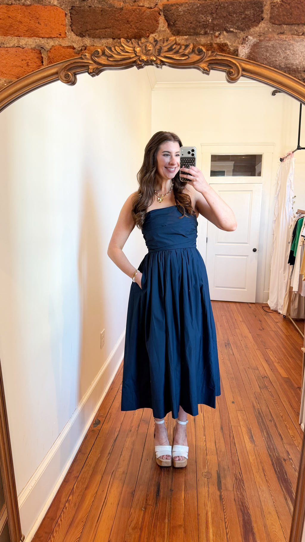 Florence Navy Sleeveless Midi Dress