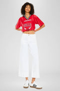 Holly High Rise Cropped Wide Leg White Jeans- Kancan