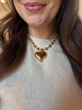 Gold Heart Statement Necklace- Tarnish Free