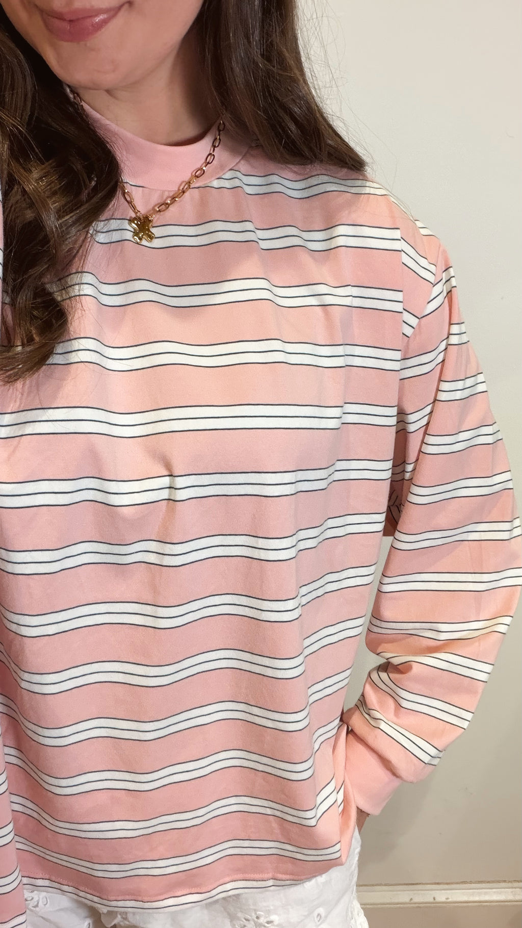 Pink Stripe Long Sleeve Top