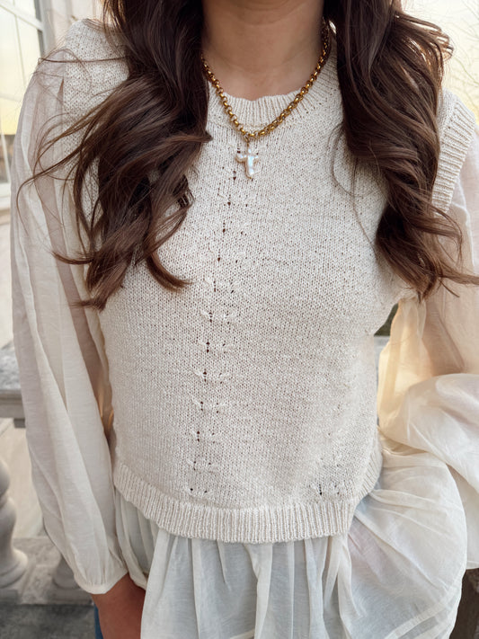 Seraphina Long Sleeve Blouse With Knit Vest