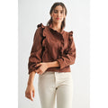 Maple Ruffled Button-Up Denim Jacket