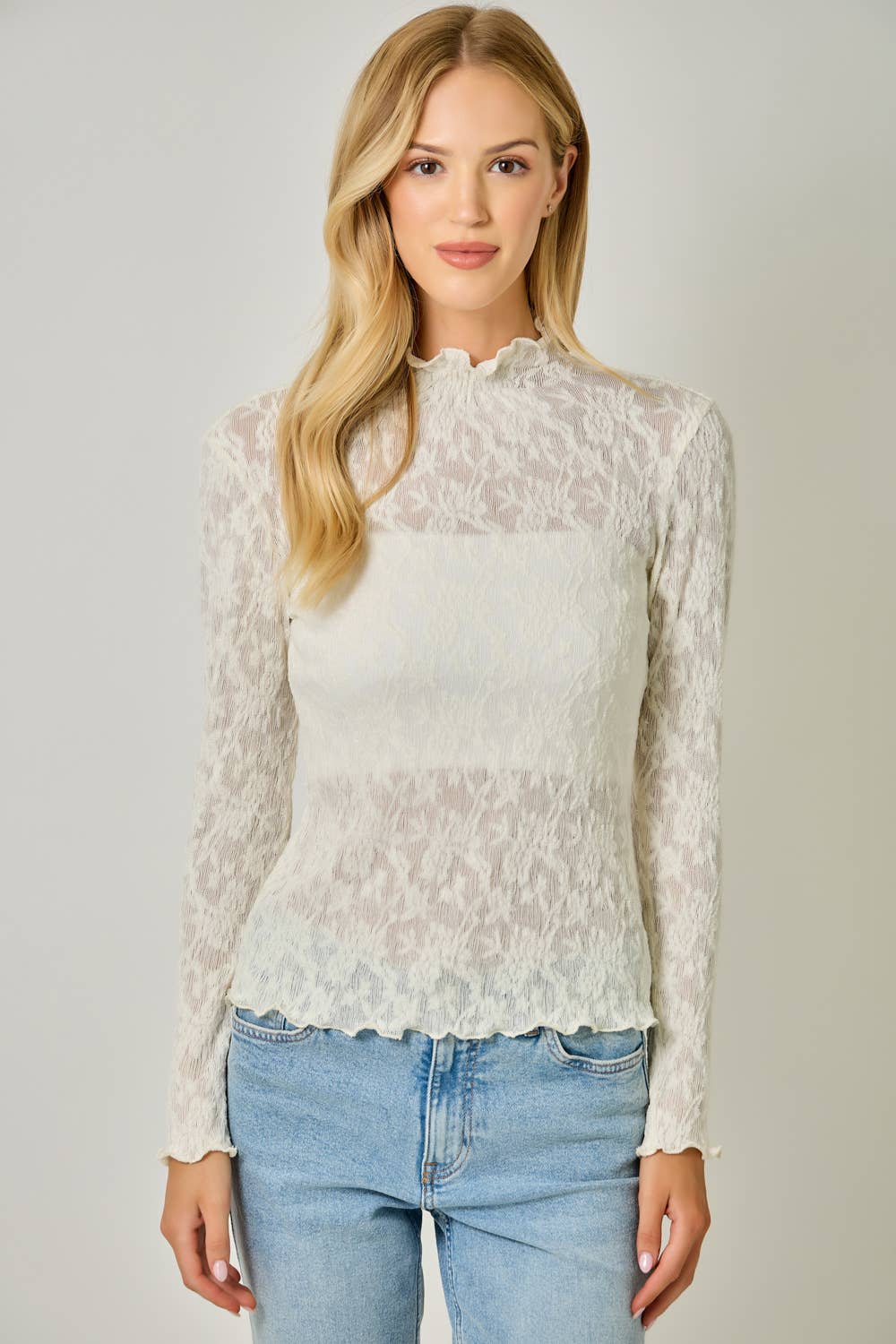 Lettuce Edge Textured Knit Top