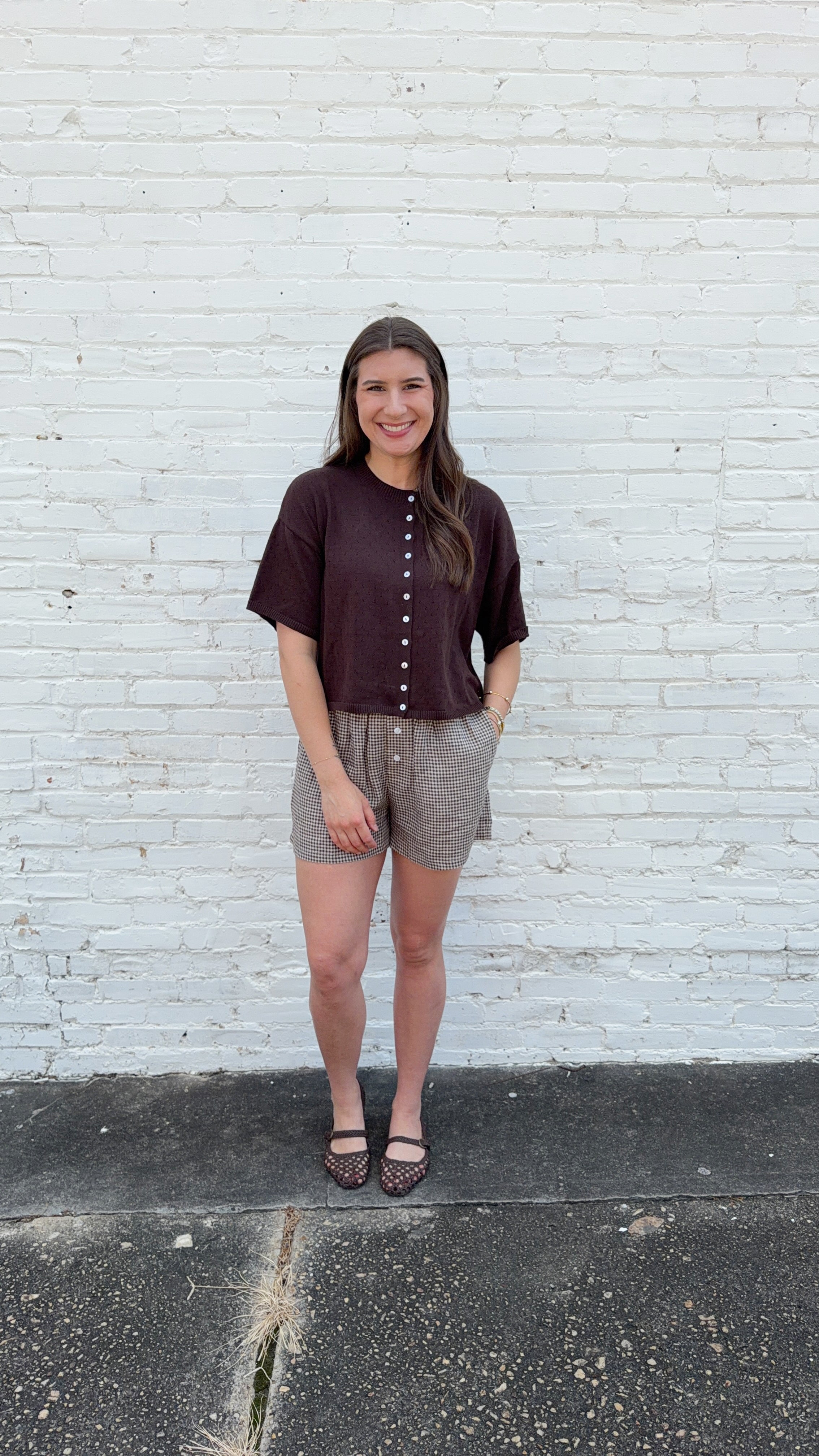 Camille Pointelle Short Sleeve Cotton Cardigan