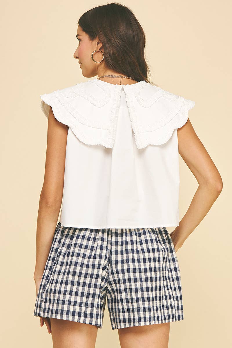 Emmie Embroidered Pilgrim Collar Button Down