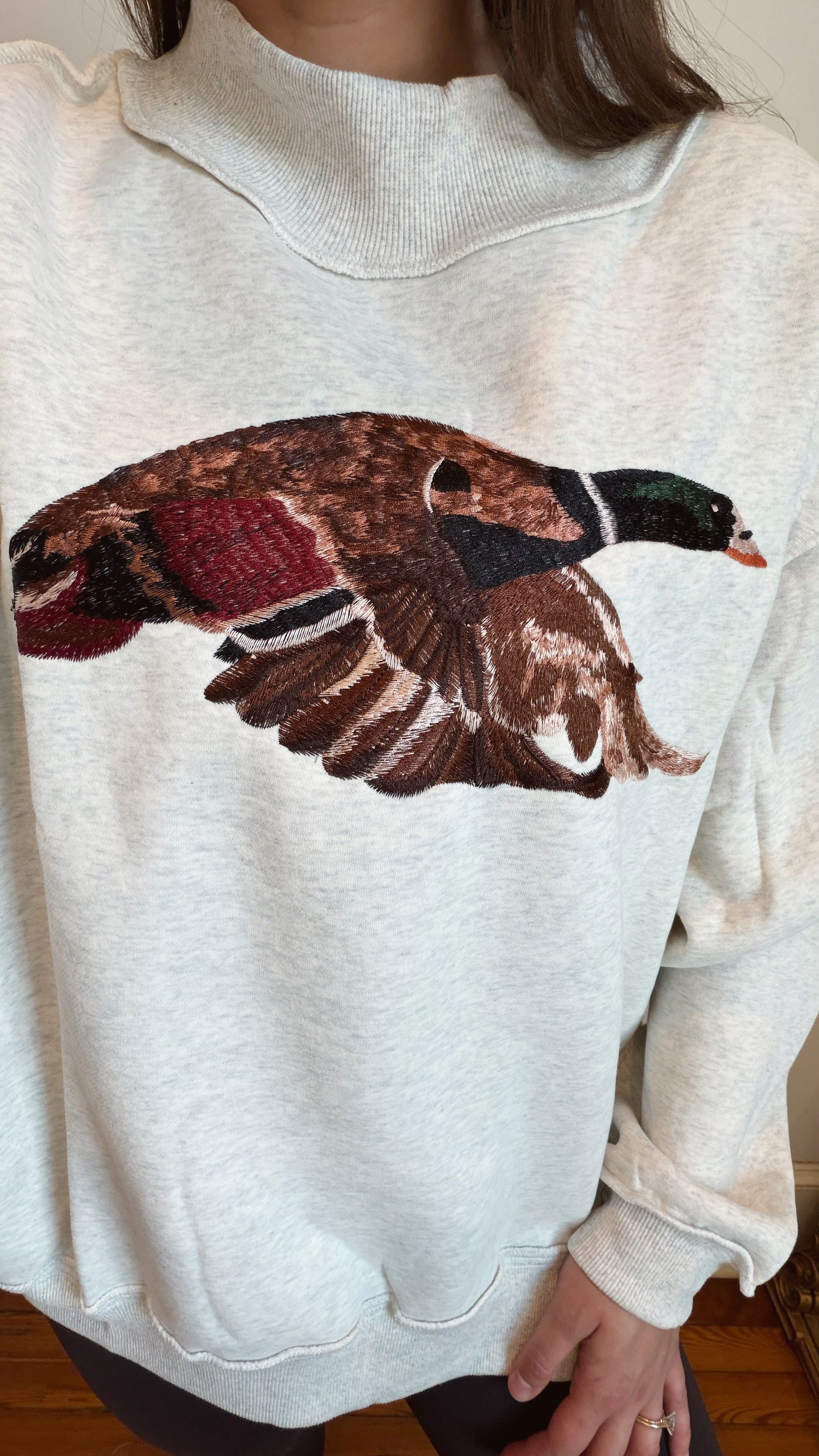 Mallard Embroidered Mock-Neck Sweatshirt