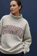 Georgia Pinstripe Embroidered Mock-neck Sweatshirts