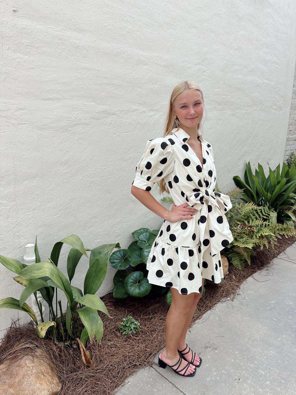 Polka Dot Puff Sleeve Mini Dress